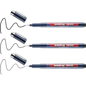 Edding 1800 přesných popisovačů – černé – 3 tužky – různé šířky tahu – Fineliner pro přesné psaní a skicování – jemná, kovově ohrnutá špička – vhodné pro pravítko a šablonu Edding 1800 přesných popisovačů – černé – 3 tužky – různé šířky tahu – Fineliner pro přesné psaní a skicování – jemná, kovově ohrnutá špička – vhodné pro pravítko a šablonu