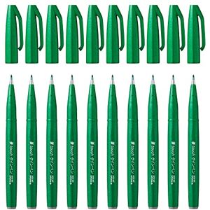 Pentel SES15C-D fixy s pružným hrotem podobným štětci, zelená 10 kusů Pentel SES15C-D fixy s pružným hrotem podobným štětci, zelená 10 kusů