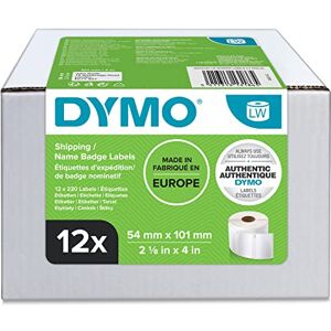 Dymo Originální přepravní štítky/jmenovky LabelWriter (velké) 54 mm x 101 mm 12 rolí po 220 snadno odstranitelných štítcích (2 640 etiket) pro tiskárny štítků LabelWriter Dymo Originální přepravní štítky/jmenovky LabelWriter (velké) 54 mm x 101 mm 12 rolí po 220 snadno odstranitelných štítcích (2 640 etiket) pro tiskárny štítků LabelWriter