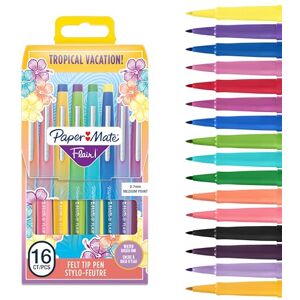 Paper Mate Flair fixy střední hrot (0,7 mm) tropické barvy taška na tužky se 16 tužkami Paper Mate Flair fixy střední hrot (0,7 mm) tropické barvy taška na tužky se 16 tužkami