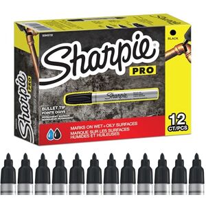 Sharpie Permanentní popisovač s kovovým pouzdrem malý hrot patrony černý inkoust 12 kusů Sharpie Permanentní popisovač s kovovým pouzdrem malý hrot patrony černý inkoust 12 kusů