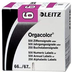 Leitz 66061000 Orgacolor Ziffernsignal 6, 500 Stück, violett Leitz 66061000 Orgacolor Ziffernsignal 6, 500 Stück, violett
