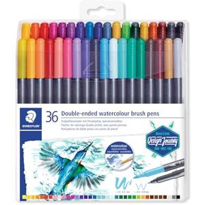 Staedtler Malíř s dvojitým vláknem s vodorovným efektem, pro akvarelové efekty, dvě šířky linek, jemný hrot a široký hrot štětce, čiré skládací pouzdro s 36 zářivými barvami, 3001 TB36 Staedtler Malíř s dvojitým vláknem s vodorovným efektem, pro akvarelové efekty, dvě šířky linek, jemný hrot a široký hrot štětce, čiré skládací pouzdro s 36 zářivými barvami, 3001 TB36