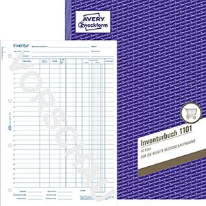 Avery 1101 Inventurbuch (A4, 50 inventurních formulářů, mikroperforovaná a 4násobně děrovaná, pro pravidelný a přesný záznam řádků vhodná pro ruční i psací stroje) bílá Avery 1101 Inventurbuch (A4, 50 inventurních formulářů, mikroperforovaná a 4násobně děrovaná, pro pravidelný a přesný záznam řádků vhodná pro ruční i psací stroje) bílá