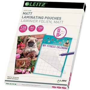 Leitz Tepelná laminovací fólie A4 matná, 125 mic, vysoce kvalitní laminovací fólie v balení po 100 kusech, vhodné k popisování, pro použití doma nebo v kanceláři, zaoblené rohy, transparentní, 16926 Leitz Tepelná laminovací fólie A4 matná, 125 mic, vysoce kvalitní laminovací fólie v balení po 100 kusech, vhodné k popisování, pro použití doma nebo v kanceláři, zaoblené rohy, transparentní, 16926