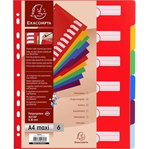 Exacompta Prémiový registr 4806E pro DIN A4 MAXI z trvanlivého plastu 6dílný plná výška 24 x 29,7 cm neprůhledný, 6 barev s organizačním potiskem na první straně oddělovače Exacompta Prémiový registr 4806E pro DIN A4 MAXI z trvanlivého plastu 6dílný plná výška 24 x 29,7 cm neprůhledný, 6 barev s organizačním potiskem na první straně oddělovače