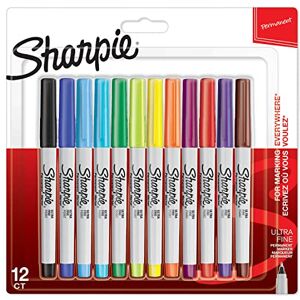 Sharpie Permanentní popisovač Popisovače s ultra jemným hrotem smíšené barvy 12 kusů Market Set Sharpie Permanentní popisovač Popisovače s ultra jemným hrotem smíšené barvy 12 kusů Market Set