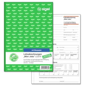 Sigel LO519 Mzdové mezdy pro mini práce, pro drobné/krátkodobé zaměstnání, A5, 50 listů, s modrým papírem Sigel LO519 Mzdové mezdy pro mini práce, pro drobné/krátkodobé zaměstnání, A5, 50 listů, s modrým papírem