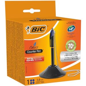 BIC Kuličkové pero ve 4 barvách s řetízkem a stojanem, 4 barevné Counter Pen, vyměnitelné tužky, ideální do kanceláře, 1 kus (balení 1 ks) BIC Kuličkové pero ve 4 barvách s řetízkem a stojanem, 4 barevné Counter Pen, vyměnitelné tužky, ideální do kanceláře, 1 kus (balení 1 ks)