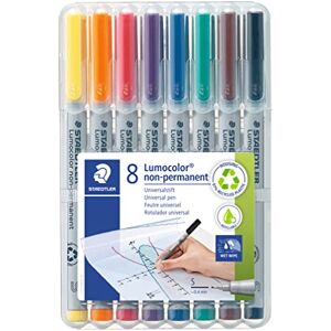 Staedtler Univerzální pero Lumocolor non-permanentní, omyvatelné vlhkým hadříkem, pro téměř všechny povrchy, šířka čáry cca 0,4 mm, 8 fóliových tužek v různých barvách, 311 WP8 Staedtler Univerzální pero Lumocolor non-permanentní, omyvatelné vlhkým hadříkem, pro téměř všechny povrchy, šířka čáry cca 0,4 mm, 8 fóliových tužek v různých barvách, 311 WP8