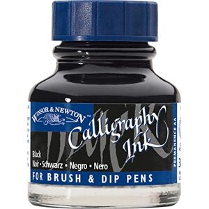Winsor & Newton Kaligrafické tampony 1111030 (pro plnicí pera nebo psací pera, lze navzájem míchat, neblednoucí, odolná barva) láhev 30 ml, černá Winsor & Newton Kaligrafické tampony 1111030 (pro plnicí pera nebo psací pera, lze navzájem míchat, neblednoucí, odolná barva) láhev 30 ml, černá