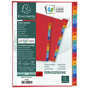 Exacompta 4803Z prémiový rejstřík A-Z pro DIN A4 ze silného kartonu Colorspanspan, 20dílný, plná výška 24,5 × 29,7 cm, plně barevný 4 × 5 barev, dělicí proužky Exacompta 4803Z prémiový rejstřík A-Z pro DIN A4 ze silného kartonu Colorspanspan, 20dílný, plná výška 24,5 × 29,7 cm, plně barevný 4 × 5 barev, dělicí proužky