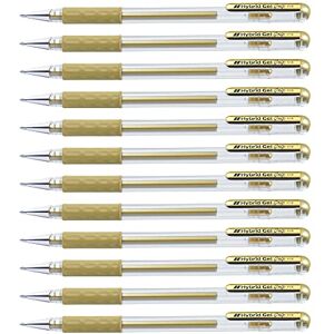 Pentel K118-X Hybrid Gel Metallic Grip kuličkové pero s pigmentovaným inkoustem, balení 12 ks, zlaté Pentel K118-X Hybrid Gel Metallic Grip kuličkové pero s pigmentovaným inkoustem, balení 12 ks, zlaté