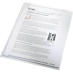 Leitz Hetzel průhledné obaly, 100 kusů, formát A4, bezbarvý, průhledný, 0,085 mm PP fólie, obal na dokumenty otevřený nahoře a vpravo, 21672090 Leitz Hetzel průhledné obaly, 100 kusů, formát A4, bezbarvý, průhledný, 0,085 mm PP fólie, obal na dokumenty otevřený nahoře a vpravo, 21672090