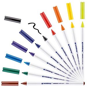 Edding 4600 Textilstift Box mit 10 Farben Rundfeder 1 mm Permanent-Stoffmalstifte zum Zeichnen auf Textilien, waschbeständig bis 60 °C Textilstift Edding 4600 Textilstift Box mit 10 Farben Rundfeder 1 mm Permanent-Stoffmalstifte zum Zeichnen auf Textilien, waschbeständig bis 60 °C Textilstift