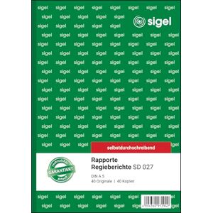 Sigel SD027 Rapport / zpráva o režisérii A5, 2 x 40 listů, propisující, 1 kus, mikroperforovaný, se záložkovým otvorem, z udržitelného papíru Sigel SD027 Rapport / zpráva o režisérii A5, 2 x 40 listů, propisující, 1 kus, mikroperforovaný, se záložkovým otvorem, z udržitelného papíru