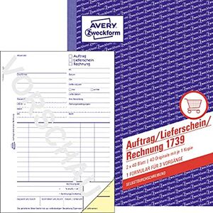 Avery 1739 zakázka/dodávání / účet kombinovaná kniha (A5, 2 x 40 listů, samolepicí s barevným průchodem, s podpisem pro zadávací prostředky) bílá/žlutá Avery 1739 zakázka/dodávání / účet kombinovaná kniha (A5, 2 x 40 listů, samolepicí s barevným průchodem, s podpisem pro zadávací prostředky) bílá/žlutá