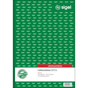 Sigel SD016 dodací listy A4, 3 x 40 listů, propisující, 1 kus, z udržitelného papíru Sigel SD016 dodací listy A4, 3 x 40 listů, propisující, 1 kus, z udržitelného papíru