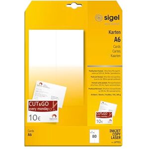 Sigel LP711 prázdné pohlednice / pohlednice bílé, A6, oboustranně potisknutelné, 185 g, 80 kusů Sigel LP711 prázdné pohlednice / pohlednice bílé, A6, oboustranně potisknutelné, 185 g, 80 kusů