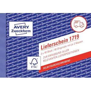 Avery 1719 Dodací list speciálně pro Rakousko (A6 na šířku, 3 x 40 listů, samozpisující s barevnými průrazy, pro záznam všech relevantních dodacích položek) bílá/žlutá/růžová Avery 1719 Dodací list speciálně pro Rakousko (A6 na šířku, 3 x 40 listů, samozpisující s barevnými průrazy, pro záznam všech relevantních dodacích položek) bílá/žlutá/růžová