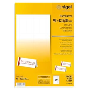Sigel DP046 kartičky na stůl, bílé, 9,5 x 4,2 cm (na A4), 80 kusů Sigel DP046 kartičky na stůl, bílé, 9,5 x 4,2 cm (na A4), 80 kusů