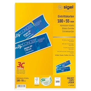 Sigel LP714 vstupenky pro vlastní tisk, 180 x 55 mm, 100 kusů (20 listů), s odtrháváním Sigel LP714 vstupenky pro vlastní tisk, 180 x 55 mm, 100 kusů (20 listů), s odtrháváním