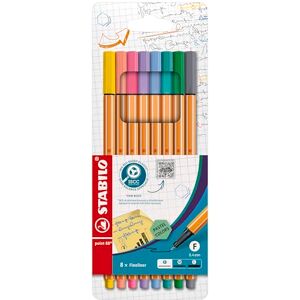 STABILO Fineliner point 88 balení 8 ks pastelové barvy STABILO Fineliner point 88 balení 8 ks pastelové barvy