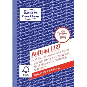 Avery 1727 Objednávka (A6, 2 x 40 listů, samopropisující s barevným durschlagem, pro systematické zaznamenávání všech příslušných položek objednávky) bílá/žlutá Avery 1727 Objednávka (A6, 2 x 40 listů, samopropisující s barevným durschlagem, pro systematické zaznamenávání všech příslušných položek objednávky) bílá/žlutá