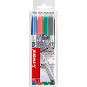 STABILO Permanentní popisovač – Write-4 all – super jemný – balení 4 ks – modrá, červená, zelená, černá STABILO Permanentní popisovač – Write-4 all – super jemný – balení 4 ks – modrá, červená, zelená, černá