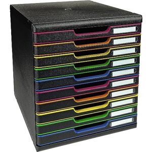 Exacompta 302914D odkládací box Modulo s 10 zásuvkami pro dokumenty DIN A4+. Odolný box se zásuvkami s vysokou kapacitou pro více místa na psacím stole černá/barevná Exacompta 302914D odkládací box Modulo s 10 zásuvkami pro dokumenty DIN A4+. Odolný box se zásuvkami s vysokou kapacitou pro více místa na psacím stole černá/barevná