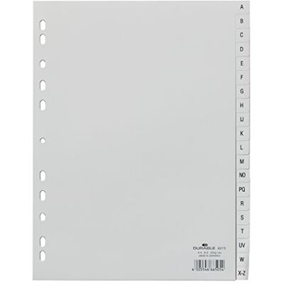 Durable Plastový rejstřík, A-Z, A4, 20dílný, šedý Durable Plastový rejstřík, A-Z, A4, 20dílný, šedý