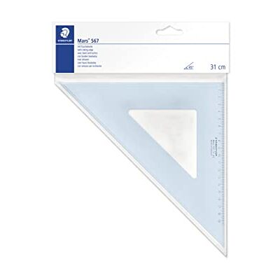 Staedtler Kreslicí trojúhelník Mars, délka 31 cm, 45°/45°, s tušovou hranou, modrá transparentní, 567 31-45 Staedtler Kreslicí trojúhelník Mars, délka 31 cm, 45°/45°, s tušovou hranou, modrá transparentní, 567 31-45