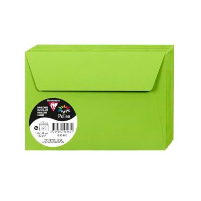 Clairefontaine 5546C – balení s 20 obálkami pylu, formát C6, 114 x 162 mm, 120 g, ideální pro korespondenci a pozvánky, mátově zelená, 1 balení Clairefontaine 5546C – balení s 20 obálkami pylu, formát C6, 114 x 162 mm, 120 g, ideální pro korespondenci a pozvánky, mátově zelená, 1 balení