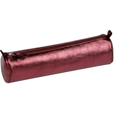Clairefontaine 8689C penál (s perleťovým efektem kulatý, 5,5 x 22 cm, praktický a robustní, z kůže), 1 kus třešňově červená Clairefontaine 8689C penál (s perleťovým efektem kulatý, 5,5 x 22 cm, praktický a robustní, z kůže), 1 kus třešňově červená