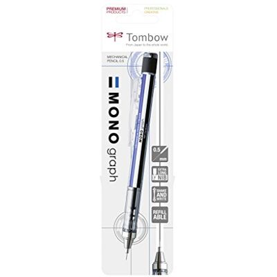 Tombow SH-MG-BS mechanická tužka monograf s extra dlouhým kovovým hrotem, bílá/modrá/černá, 1 kus (1 balení) Tombow SH-MG-BS mechanická tužka monograf s extra dlouhým kovovým hrotem, bílá/modrá/černá, 1 kus (1 balení)