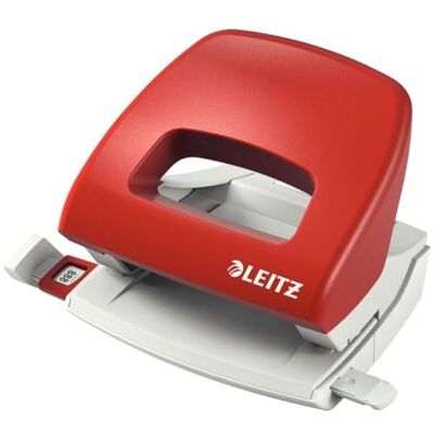 Leitz Malá kancelář děrovačka z kovu, 16 listů, kolejnice s údaji o formátu, ergonomický design, červená, 50386025 Leitz Malá kancelář děrovačka z kovu, 16 listů, kolejnice s údaji o formátu, ergonomický design, červená, 50386025