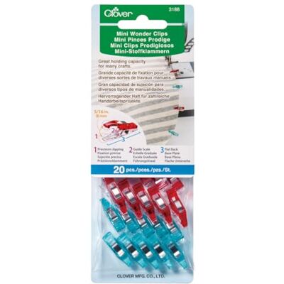 Clover Wonder Clips: Mini: 20 kusů, plast, tříděné, 3188 Clover Wonder Clips: Mini: 20 kusů, plast, tříděné, 3188