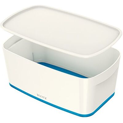 Leitz MyBox, úložný box s víkem, malý, neprůhledný, bílá/modrá metalická, plast, 52294036 Leitz MyBox, úložný box s víkem, malý, neprůhledný, bílá/modrá metalická, plast, 52294036