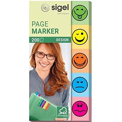 Sigel HN502 samolepicí popisovač design Smileys z papíru, 200 proužků ve formátu 20 x 50 mm, 5 barev Sigel HN502 samolepicí popisovač design Smileys z papíru, 200 proužků ve formátu 20 x 50 mm, 5 barev