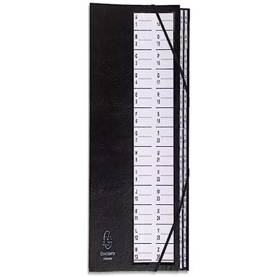 Exacompta 621765E Premium pořadač Ordonator. S pevnou vazbou pro DIN A4 a 26 přihrádek 1-26 a A-Z s výsuvnou zadní částí, 2 gumičky, držák na etikety, jezdce na karty s lupovým efektem, černý Exacompta 621765E Premium pořadač Ordonator. S pevnou vazbou pro DIN A4 a 26 přihrádek 1-26 a A-Z s výsuvnou zadní částí, 2 gumičky, držák na etikety, jezdce na karty s lupovým efektem, černý