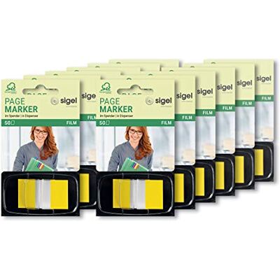 Sigel Značkovač žlutý zásobník 12 ks balení 50 proužků HN490/12, 12 dávkovačů po 50 proužcích formátu 25 x 43 mm Sigel Značkovač žlutý zásobník 12 ks balení 50 proužků HN490/12, 12 dávkovačů po 50 proužcích formátu 25 x 43 mm
