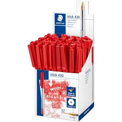 Staedtler Stick 430 M-2CP5 Kugelschreiber Strichbreite M 50 Stück rot Staedtler Stick 430 M-2CP5 Kugelschreiber Strichbreite M 50 Stück rot