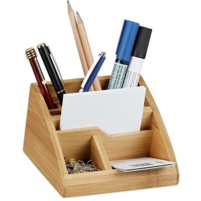 Relaxdays Bambusový organizér na psací stůl, držák na tužky, box na tužky na psací stůl, kancelář, v x š x h: 9 x 13 x 16 cm, přírodní Relaxdays Bambusový organizér na psací stůl, držák na tužky, box na tužky na psací stůl, kancelář, v x š x h: 9 x 13 x 16 cm, přírodní