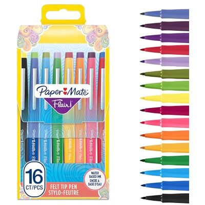 Paper Mate Flair fixy střední hrot (0,7 mm) různé barvy taška se 16 tužkami Paper Mate Flair fixy střední hrot (0,7 mm) různé barvy taška se 16 tužkami