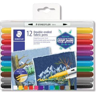 Staedtler 3190 TB12 textil s dvojitými vlákny (úzká a široká špička, pro Lze prát v pračce pro světlé a tmavé látky – bez fixace tepla – výr. č. 3190 TB12 Staedtler 3190 TB12 textil s dvojitými vlákny (úzká a široká špička, pro Lze prát v pračce pro světlé a tmavé látky – bez fixace tepla – výr. č. 3190 TB12