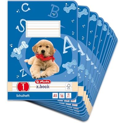 Herlitz Školní sešit x. book A5, linkování 1, 1. třída, linkovaný, 10 kusů barevně, 16 listů Herlitz Školní sešit x. book A5, linkování 1, 1. třída, linkovaný, 10 kusů barevně, 16 listů