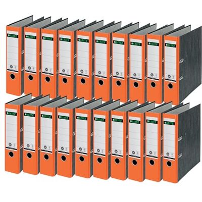 Leitz Qualitäts-Ordner 180°, 20er Pack, A4, 100 Prozent recycelter Karton, 8 cm Rückenbreite, Wolkenmarmor-Papier, Oranger Rücken, 10805045 Leitz Qualitäts-Ordner 180°, 20er Pack, A4, 100 Prozent recycelter Karton, 8 cm Rückenbreite, Wolkenmarmor-Papier, Oranger Rücken, 10805045