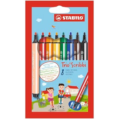 STABILO Trojhranná plstěná tužka Trio Scribbi balení po 8 STABILO Trojhranná plstěná tužka Trio Scribbi balení po 8