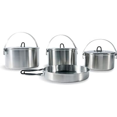 Tatonka Family Cook Set L (4dílná) – kempingové nádobí z ušlechtilé oceli – skládá se z pánve a 3 hrnců s poklicí Tatonka Family Cook Set L (4dílná) – kempingové nádobí z ušlechtilé oceli – skládá se z pánve a 3 hrnců s poklicí