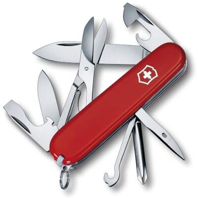 Victorinox Švýcarský kapesní nůž, Super Tinker, Multitool, Swiss Army Knife se 14 funkcemi, čepel, otvírák na konzervy, šroubovák 3 mm, červená, skládací krabička Victorinox Švýcarský kapesní nůž, Super Tinker, Multitool, Swiss Army Knife se 14 funkcemi, čepel, otvírák na konzervy, šroubovák 3 mm, červená, skládací krabička